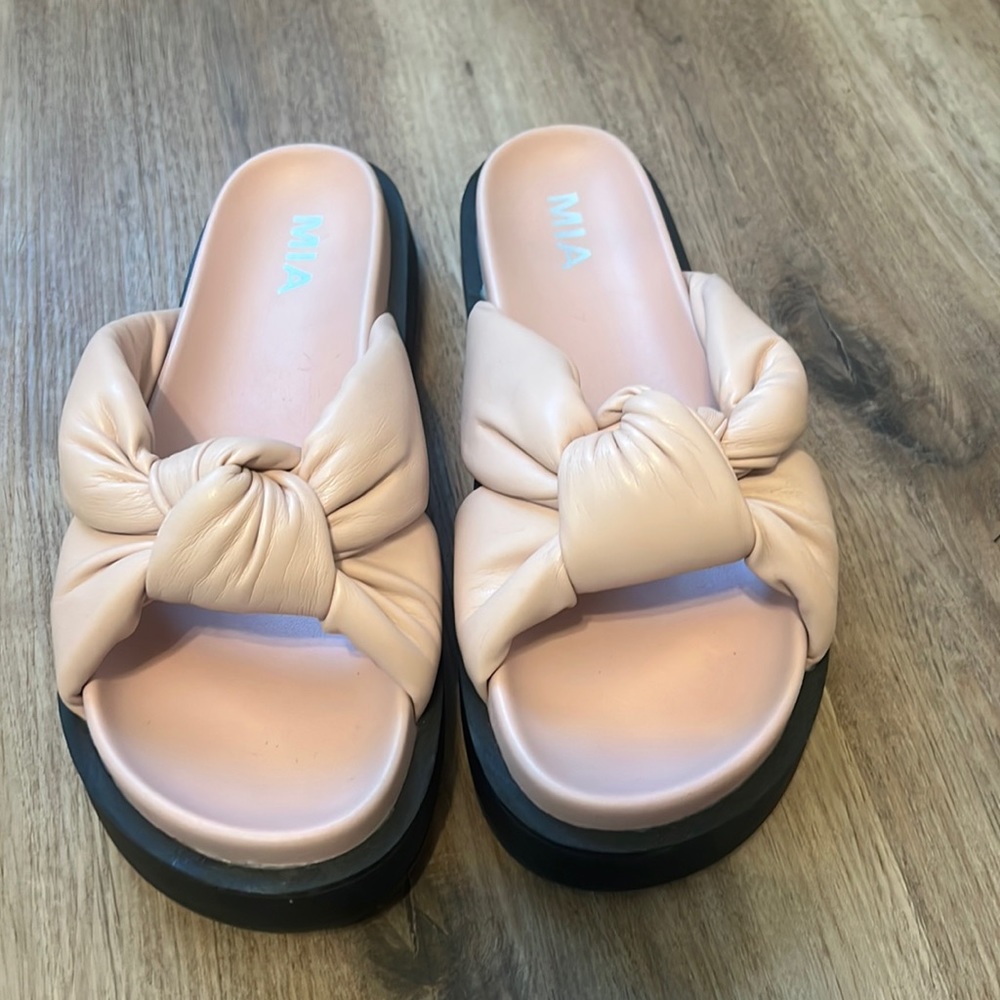 Pink slip on sandals
